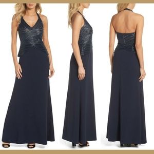 NWT $329 Adrianna Papell Beaded Halter Gown in 6